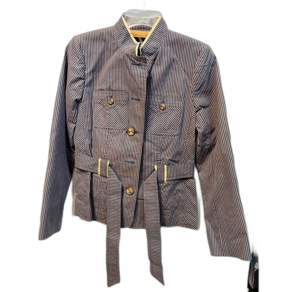 APOSTROPHE Women's Jacket Size 2 Button Pockets Belt Lined, Cotton Outer